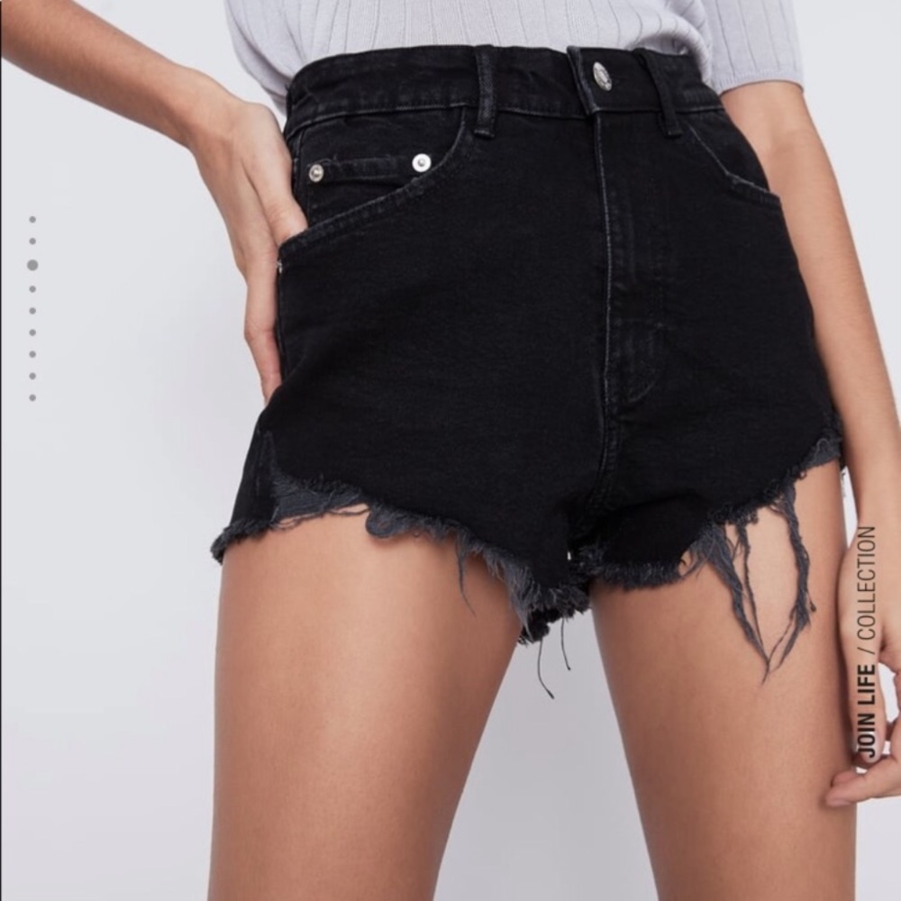 Zara Hi-Rise Black Denim Shorts